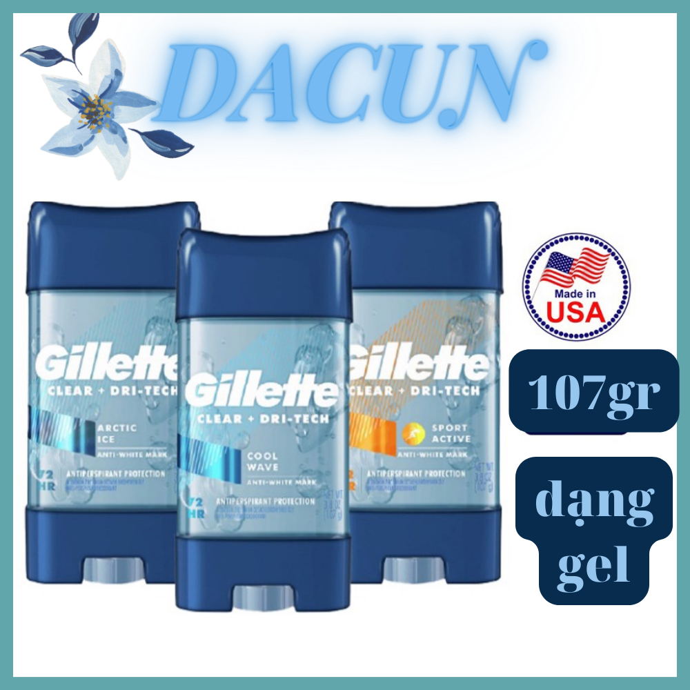 Gel khử mùi giảm tiết mồ hôi gillette hương cool wave 107g cool wave clear gel