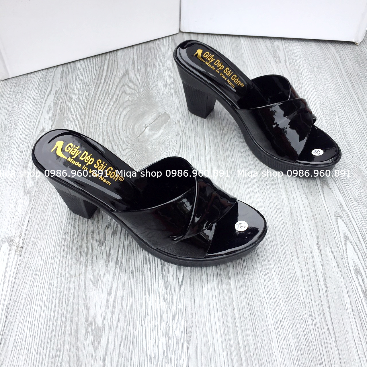 Ảnh thật - dép guốc cao gót quai chéo 7cm