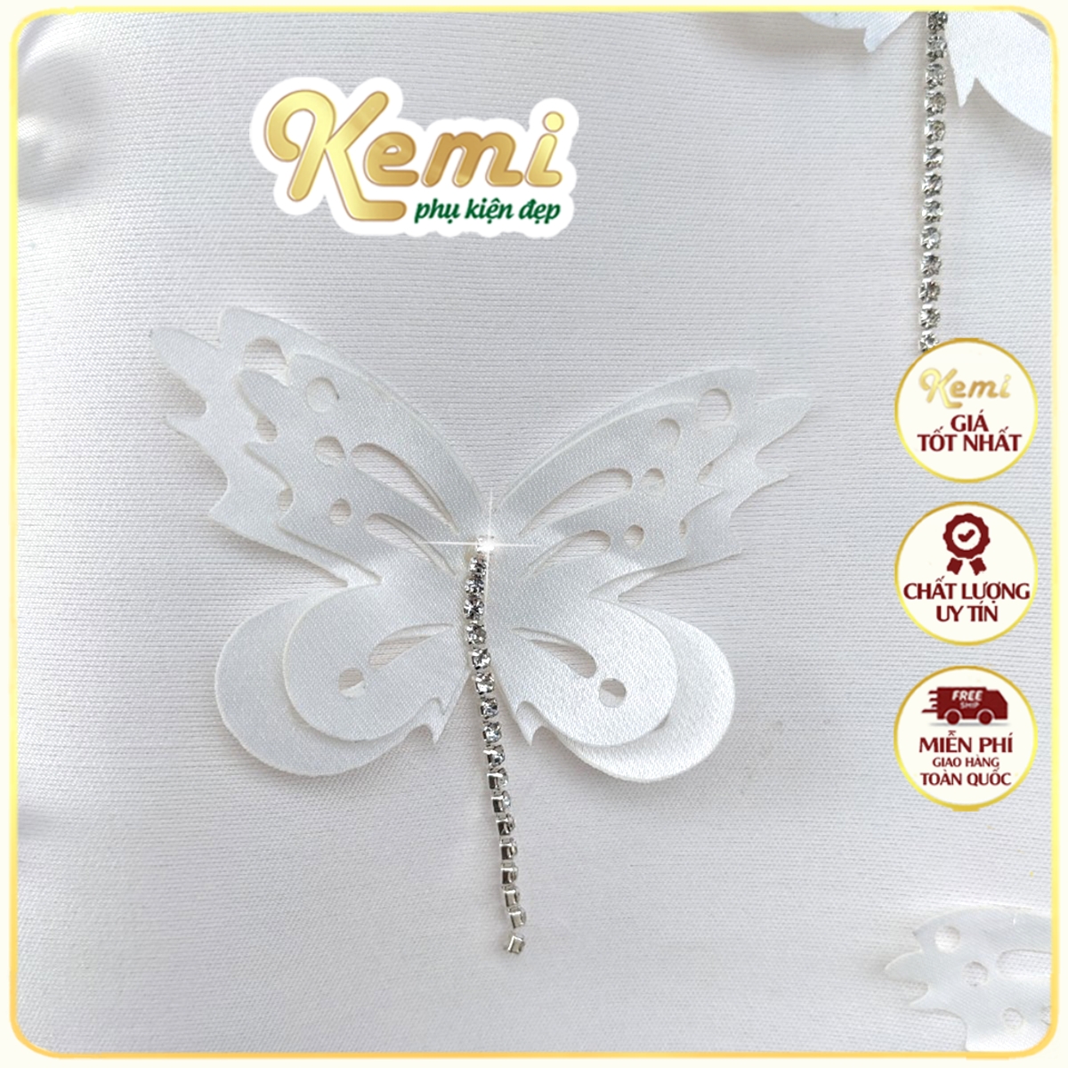Chuồn chuồn cánh kép đính đá phụ kiện handmade trang trí thời trang