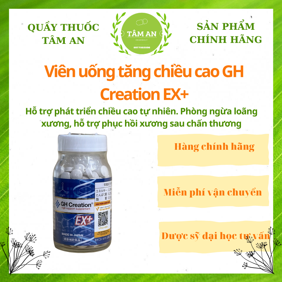 Viên uống hỗ trợ tăng chiều cao GH Creation EX+ Nhật  NHẬP KHẨU CHÍNH HÃNG Lọ 270 viên