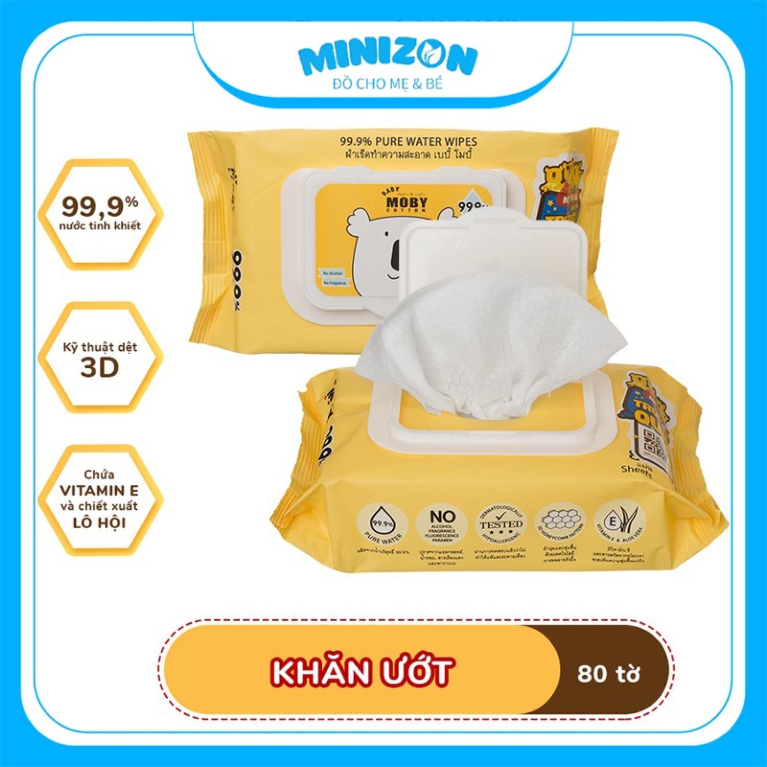 Giấy ướt moby mẫu mới | minizon kids