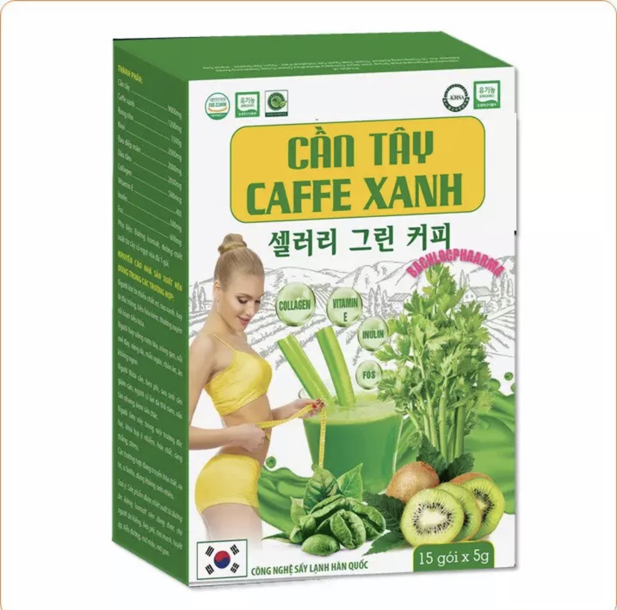 Cần Tây Cà Phê Xanh Giúp Giảm Cân, Hết Mụn, Đẹp Dáng, Giảm Mụn Trứng Cá, Thanh Lọc Cơ Thể - Hộp 15 gói
