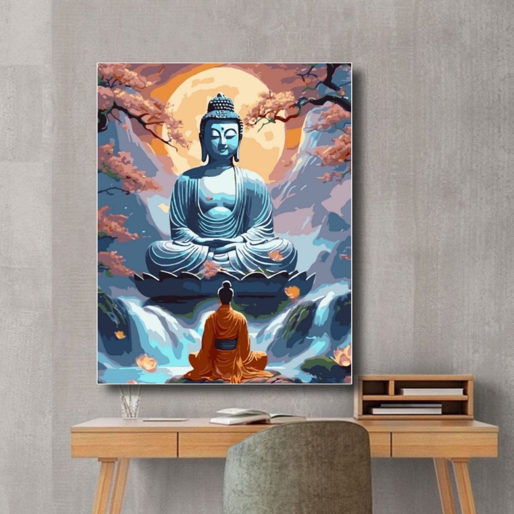 KHUNG 1.6cm -Tranh sơn dầu số hóa rẻ,đẹp-CÓ SƠN BÓNG,đã căng khung, size 40x50-tranh tô màu theo số
