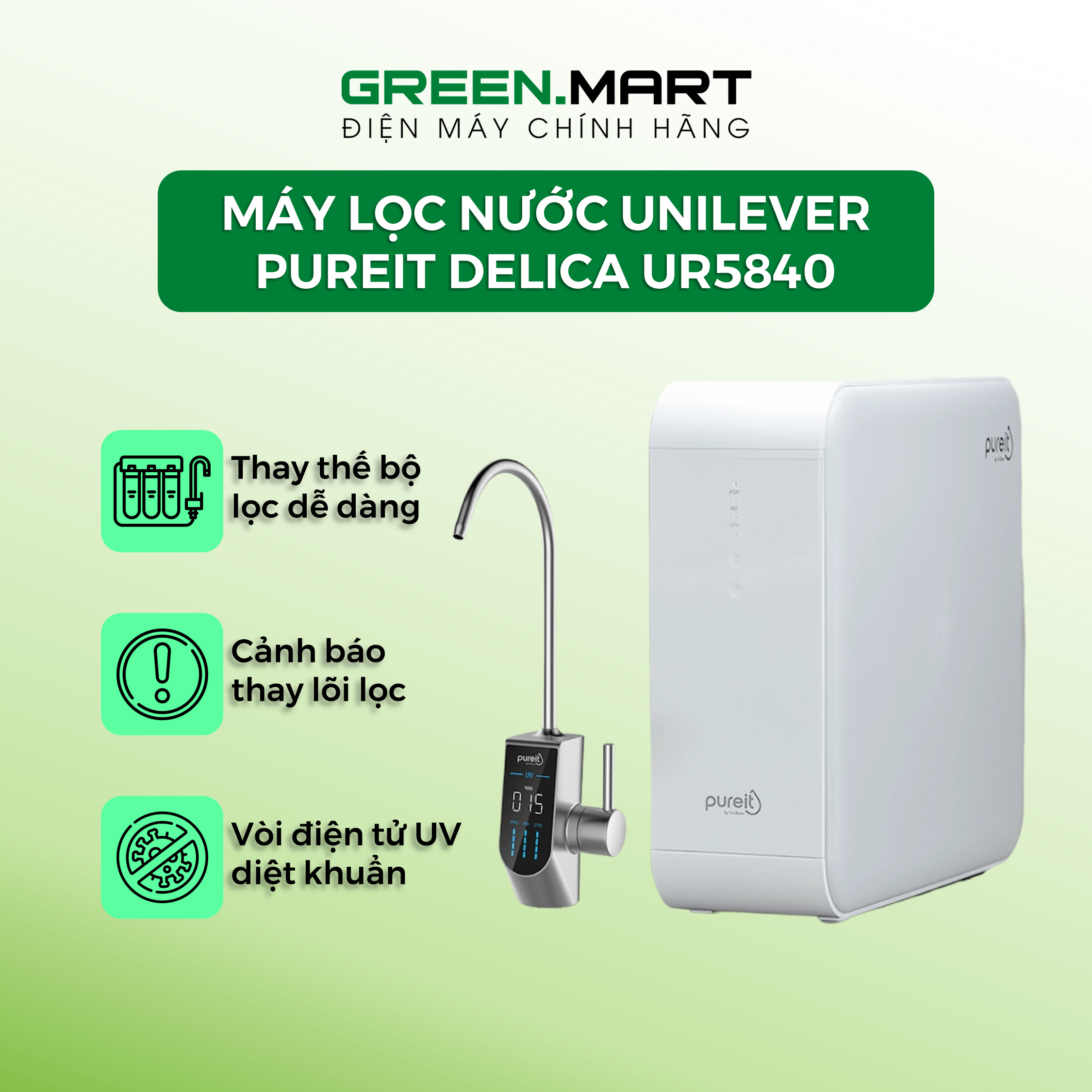 Máy Lọc Nước uống trực tiếp Unilever Pureit Delica UR5840 | Máy lọc nước sạch Pureit Delica 5840 | M