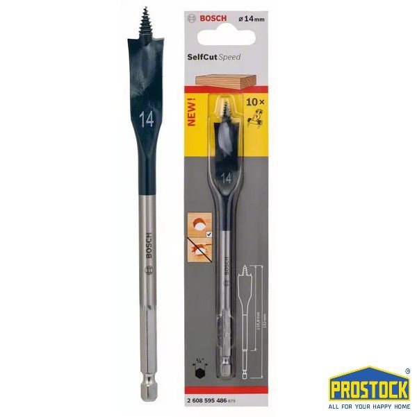 Mũi khoan gỗ đuôi cá bosch 14mm 2608595486