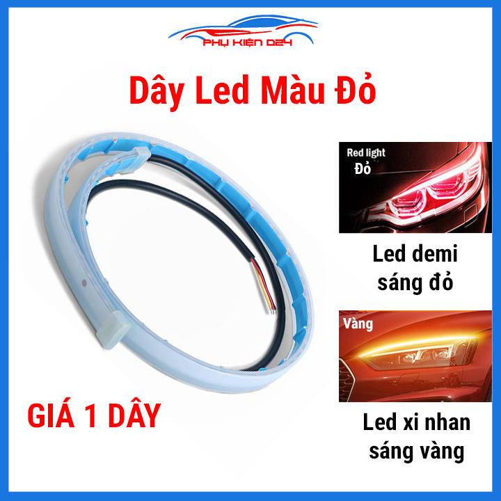 1 Dây đèn led mí, led đuổi audi ô tô dài 30cm/45cm/60cm dán đèn xi nhan nháy đuổi, led demi oto silicon chống nước nhiều màu