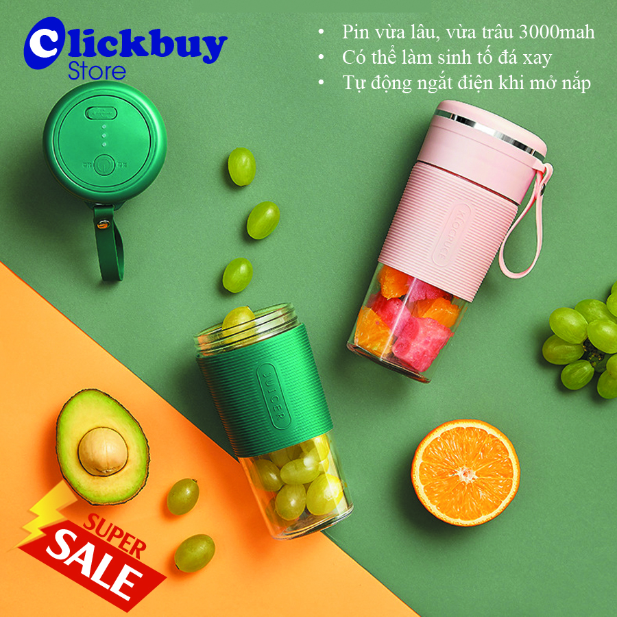 [FREESHIP MAX] Cốc Sinh Tố Cầm Tay Mini Juicer Mẫu Mới 4 Lưỡi Dao 3000mah