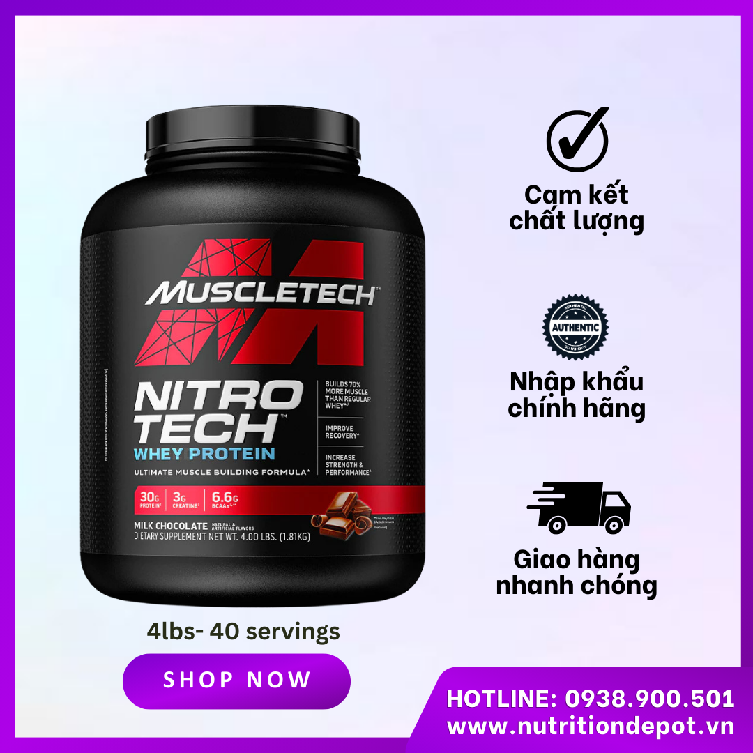Sữa tăng cơ Nitrotech Muscletech 4lbs 1.8kg