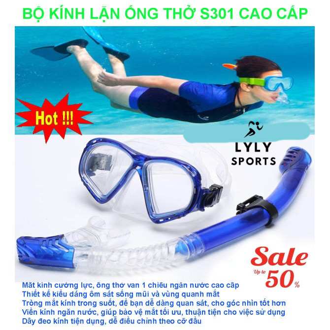 Mặt Nạ Lặn Ống Thở, kính Lặn Ống Thở Ngắm San Hô hàng cao cấp cho trẻ em và người lớn - LYLYSPORTS