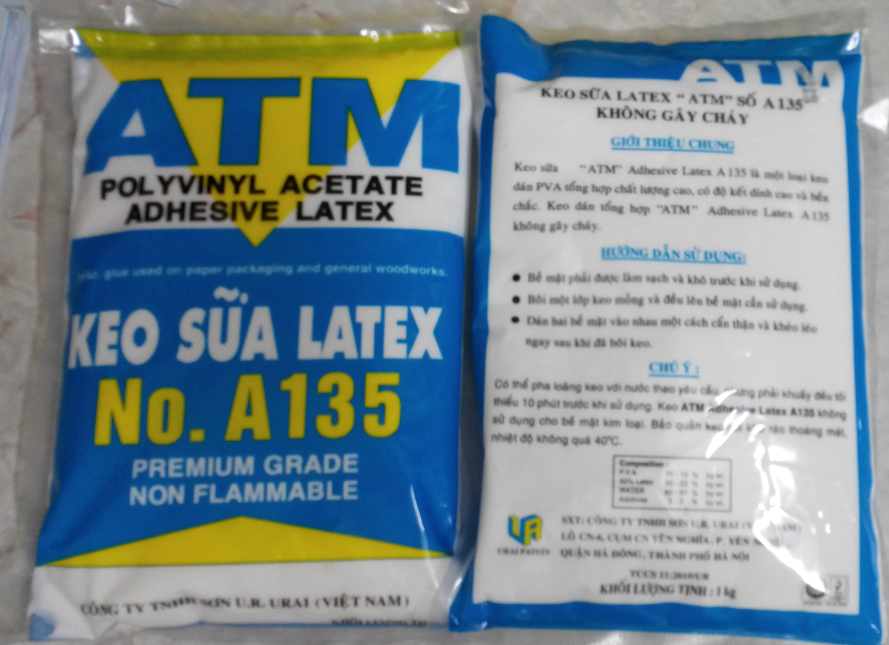 Keo sữa đa năng dán giấy, gỗ, simili ATM Latex A135 1kg (combo 2 bịch)