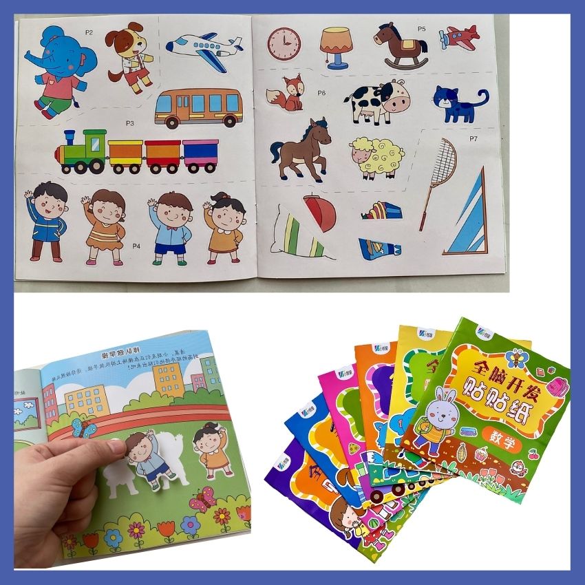 Bộ Đồ Chơi Nhãn Dán Sticker Bóc Dán Thông Minh, Đa Dạng Hình Về Con Vật, Cây Cối, Con Người, Đồ Vật Đầy Màu Sắc Mắt