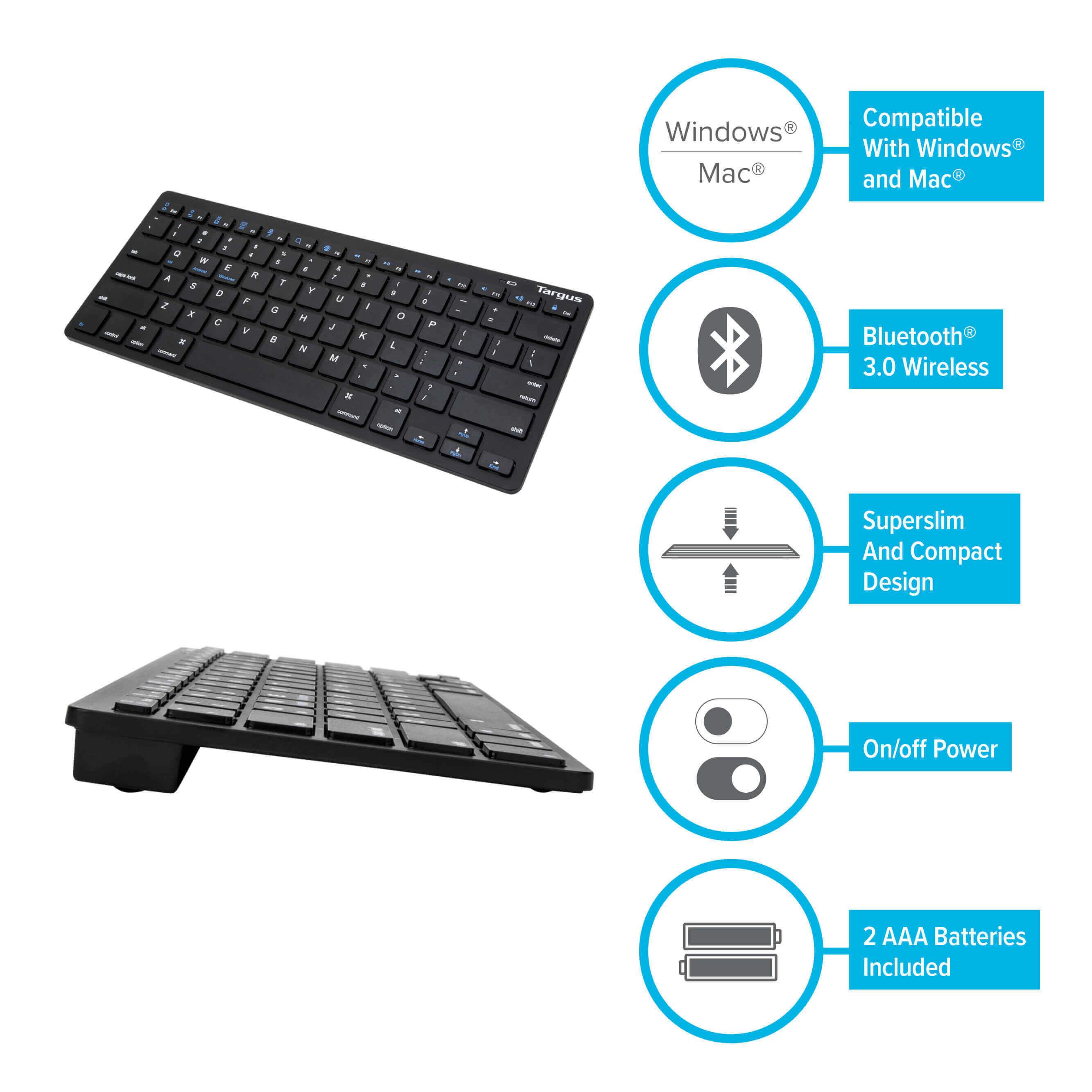 Bàn phím Bluetooth Targus KB55 Multi - Platform Bluetooth Keyboard - Wireless Bluetooth không dây AKB55 AKB55TT
