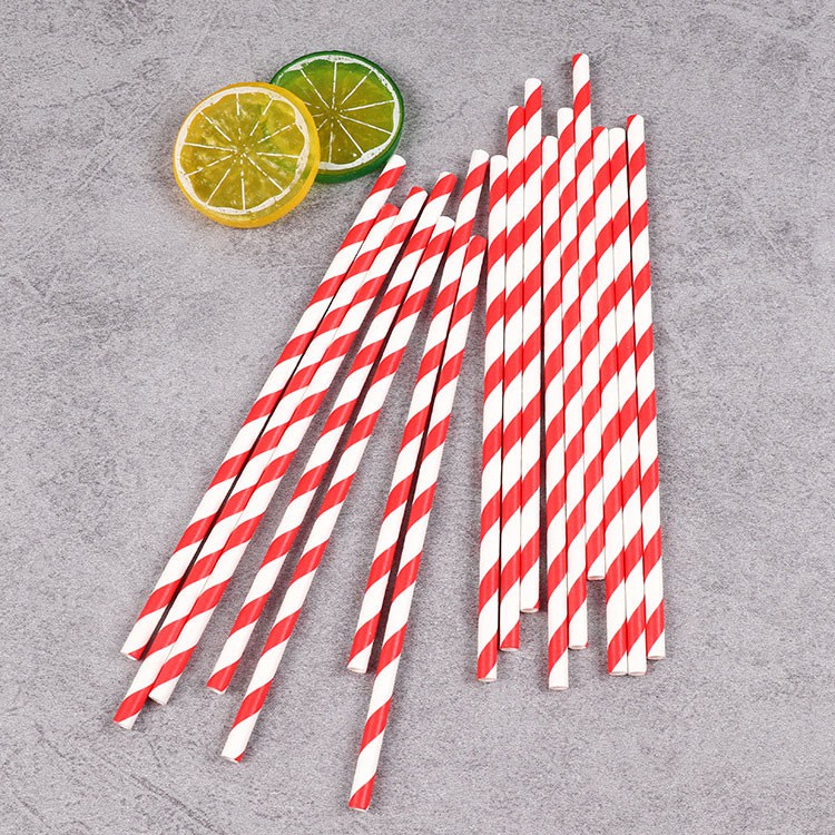 100 Ống hút giấy phi 6 màu sọc đỏ | Ống hút giấy giá rẻ | Ống hút giấy đồ uống trà cà phê | Ống hút giấy giá sỉ