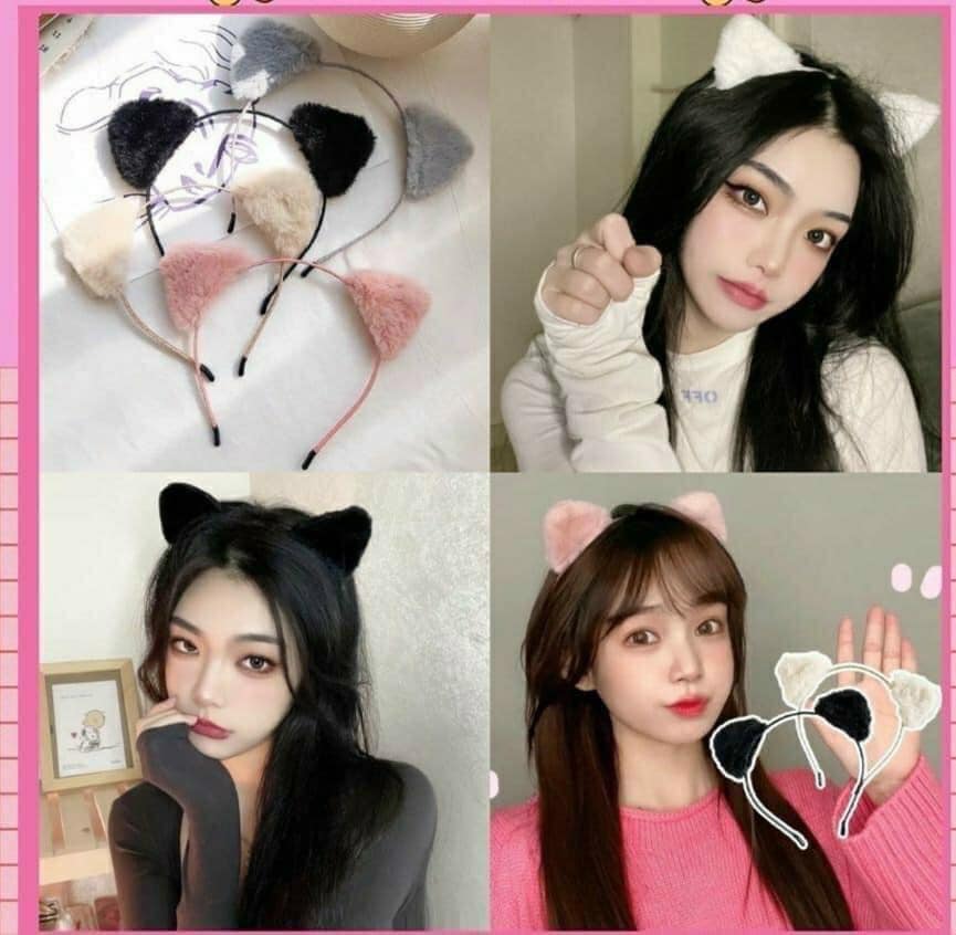 Bờm Cài Tóc Lông Cừu Hình Mèo Kiểu Đơn Giản Hot Trend Băng Đô Rửa Mặt Hình Hồ Ly Mềm Mại Phong Cách Hàn Quốc