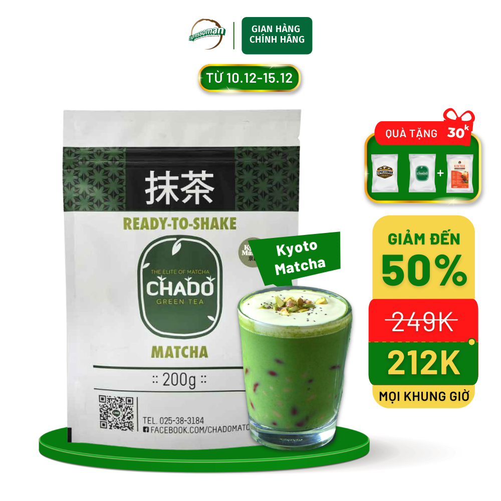 Kyoto matcha - bột trà xanh kyoto - nhật bản - nguyên liệu pha chế - uống liền - bột - làm lánh - kem