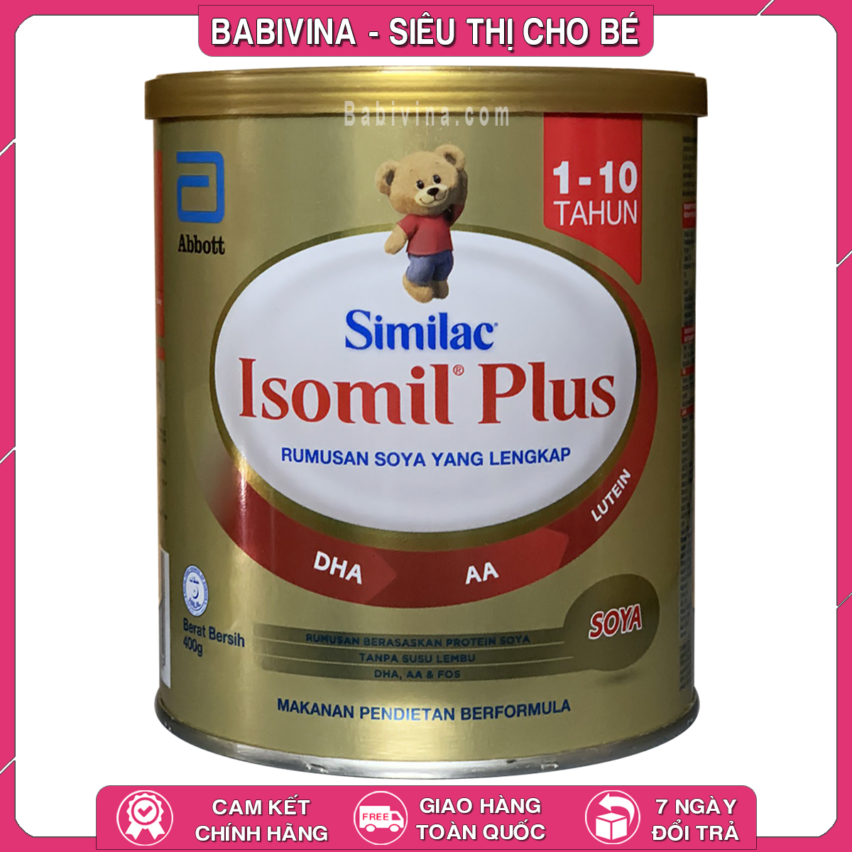 [CHÍNH HÃNG] Sữa Bột Similac Isomil Plus 400g | Cho Trẻ Từ 1-10 Tuổi, Bất Dung Nạp, Dị Ứng Đạm Sữa Bò, Tiêu Chảy | Babivina