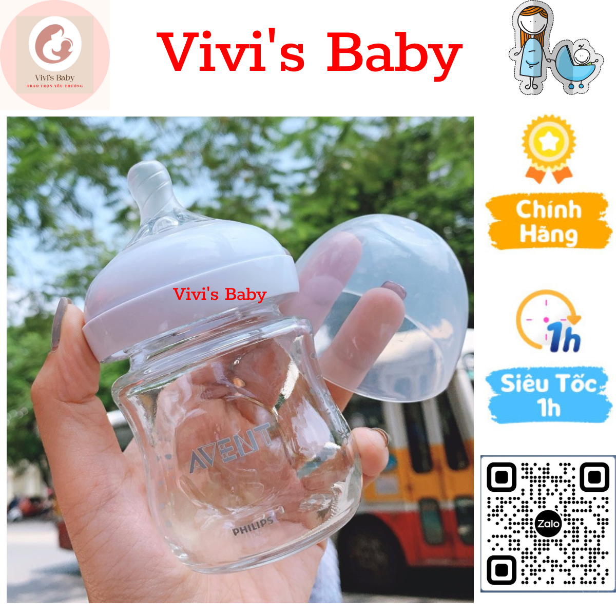 Bình sữa Philips Avent thủy tinh 120ml Mô Phỏng Tự Nhiên Cổ Rộng SCF671/13 - 1 Đổi 1 Nếu Lỗi NSX