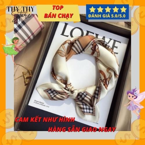 Khăn bandana lụa ThyThy Store CARO XÍCH TRẮNG KHĂN LỤA cấp 70x70cm dùng làm băng đô, cột tóc,cột túi,áo yếm,đồng phục.