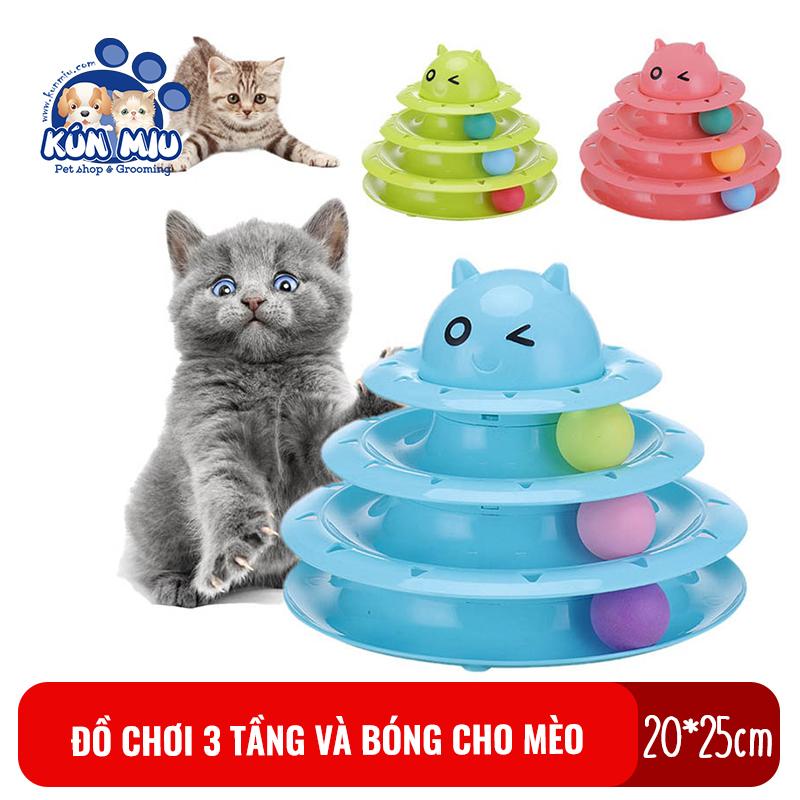 Đồ chơi cho mèo 3 tầng và bóng harry yaya kún miu