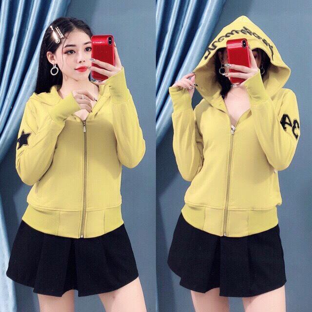 Áo khoát nữ chất da cá thêu chữ