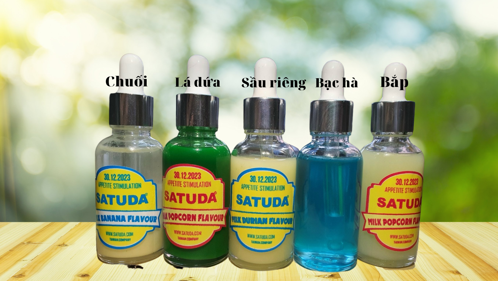 Tinh dầu câu cá SATUDA hương chuối, hương bơ, hương sầu riêng, hương bạc hà.