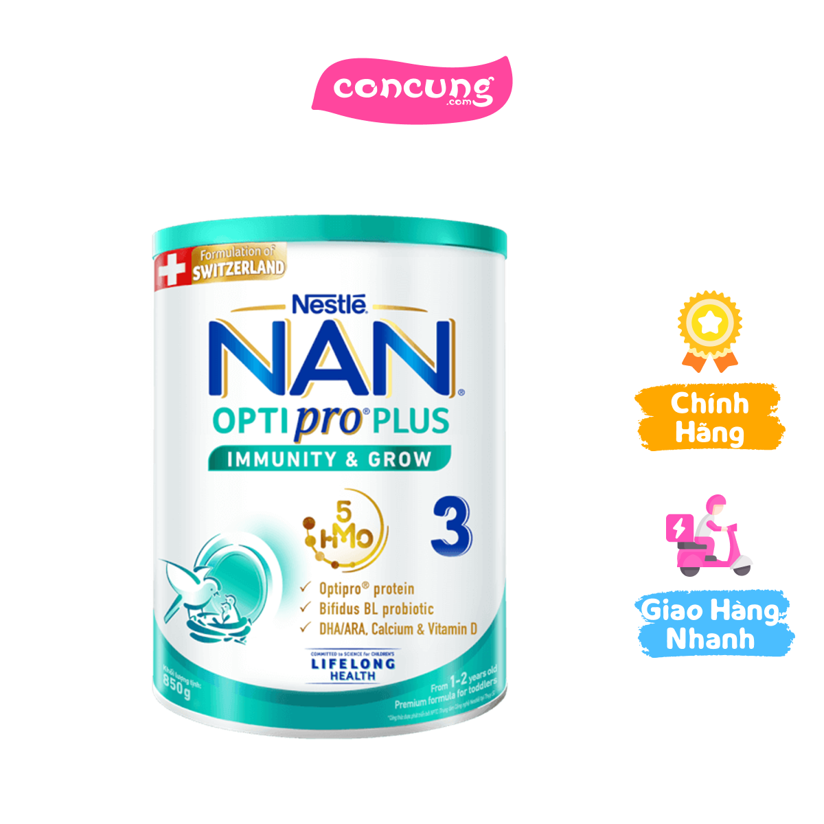 Sản phẩm dinh dưỡng công thức Nestlé NAN OPTIPRO PLUS 3 850g