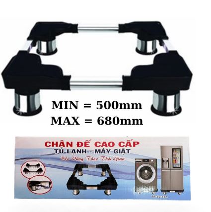   HCM  Chân Đỡ Máy Giặt   Tủ Lạnh   inox 304. Chân Đế Cao Cấp Tủ Lạnh-Máy Giặt 8-18Kg.KT: Min 550mm Max 680mm. 
