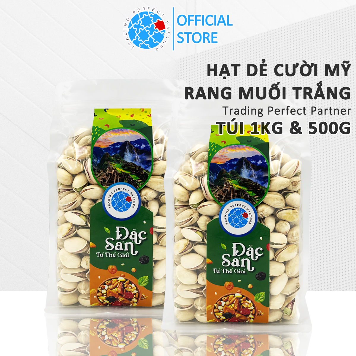 Hạt Dẻ Cười Mỹ Rang Muối Trading Perfect Partner túi 1kg/500g dòng Olam, hoàn toàn không tẩy trắng