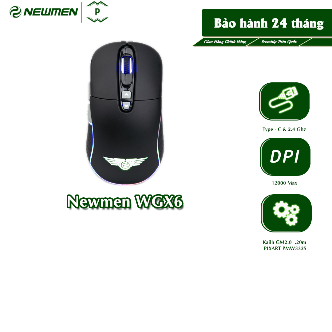Chuột máy tính không dây Gaming Newmen WGX6- Hàng chính hãng