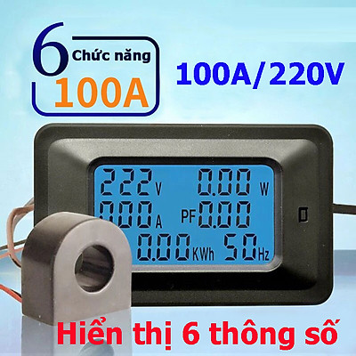 Công tơ điện tử,Thiết bị đo công suất 100A, đồng hồ điện tử hiển thị 6 thông số