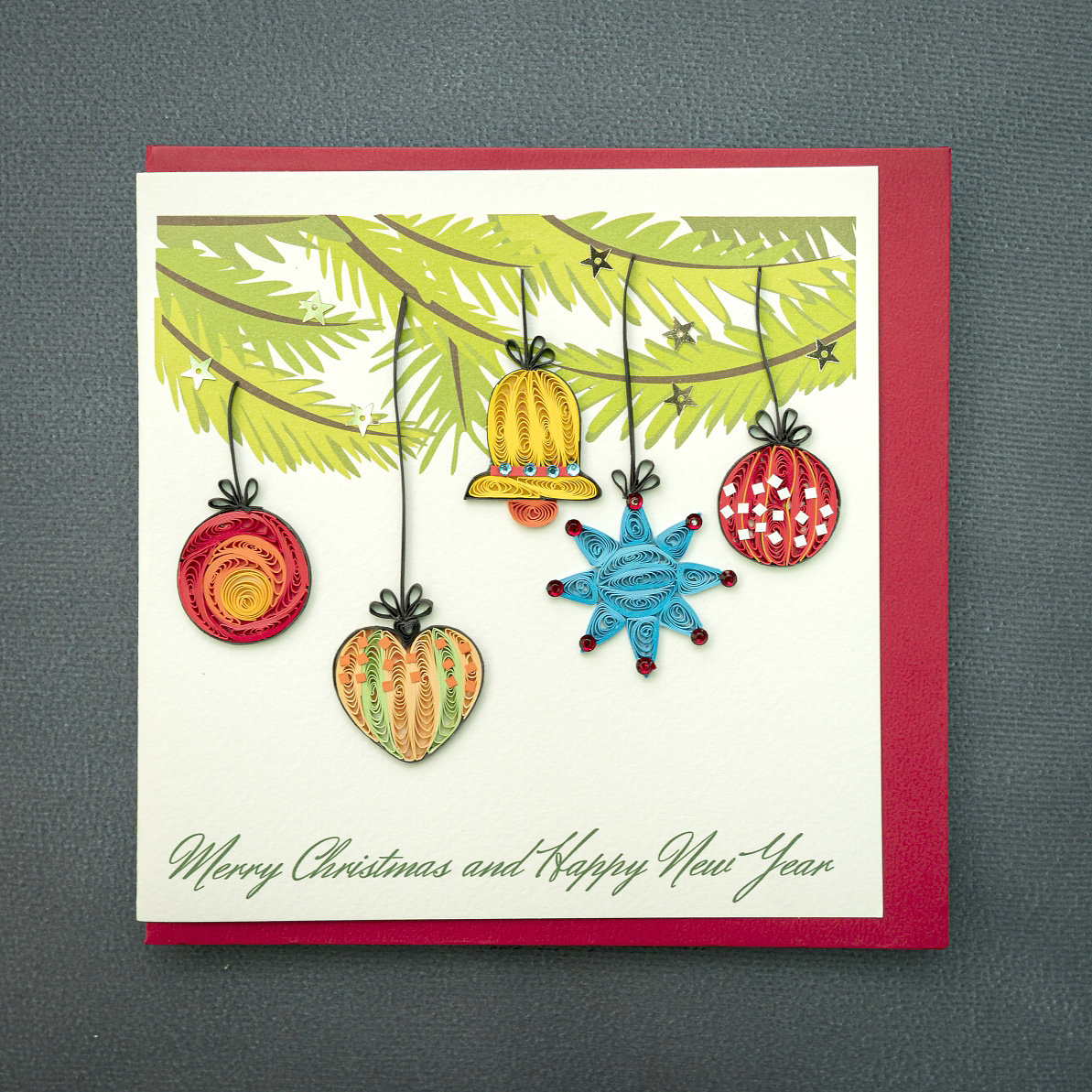 [HCM]Thiệp Giấy Xoắn Giáng Sinh NOEL06 15x15 cm - Merry Christmas (Quilling Card/ Handmade)