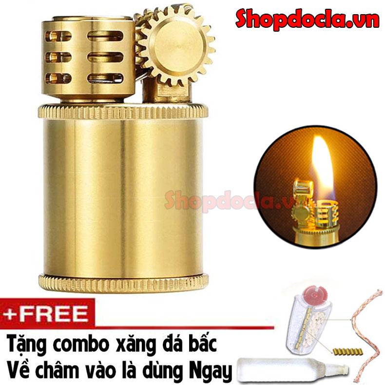 Bật lửa xăng đá siêu nhỏ Zorro Z583 đồng nguyên chất không xăng (Loại Tròn)