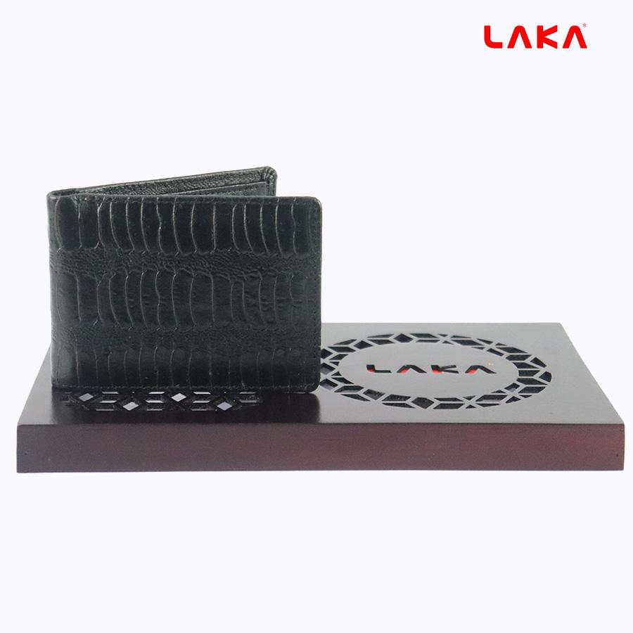 Bóp Ví Da Bò Thật Laka Dành Cho Nam Dập Vân Đà Điểu Cao Cấp VLK103