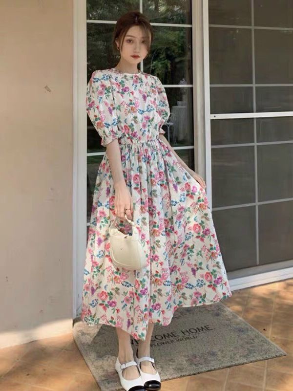 Đầm hoa tiểu thư nhẹ nhàng dài qua gối siêu hot