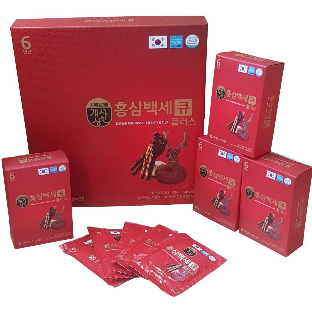 NƯỚC HỒNG SÂM NHUNG HƯƠU LINH CHI Q PLUS KOREA RED GINSENG ETERNITY Q PLUS (30 GÓI x 50ml) (có kèm túi xách)
