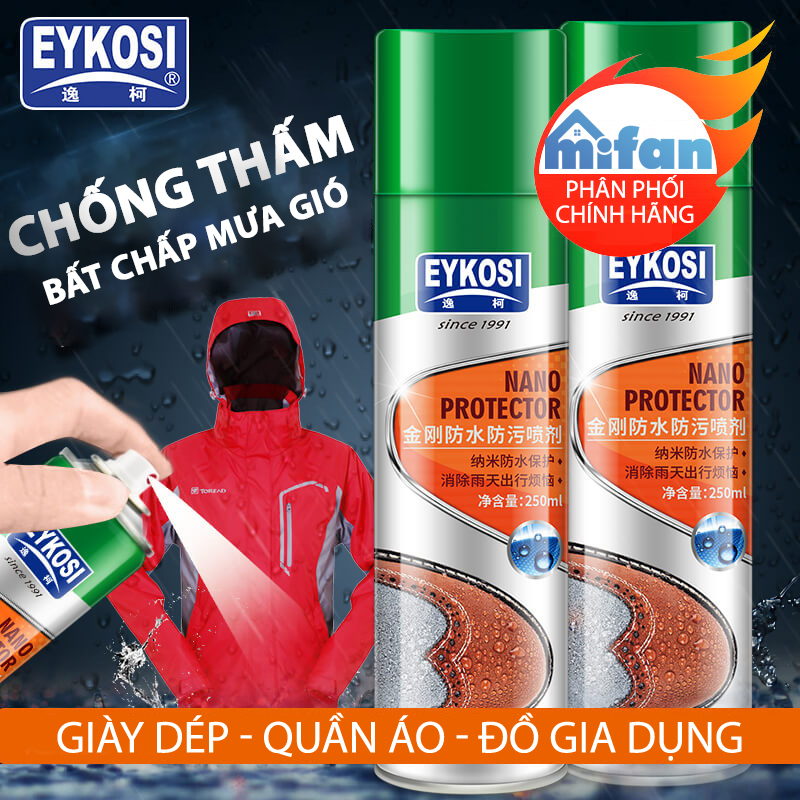 Bình Xịt NANO Chống Thấm EYKOSI Bản Mới 2020 - Chống Thấm Nước Giày Dép, Quần Áo, Đồ Da - PHÂN PHỐI CHÍNH HÃNG - MIFAN