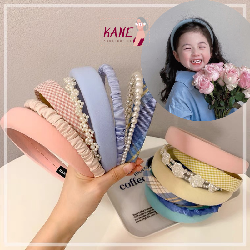 Băng đô cài tóc xốp màu pastel kane, bờm tóc xốp lụa satin lưu diệc phi ôm hoa hottrend