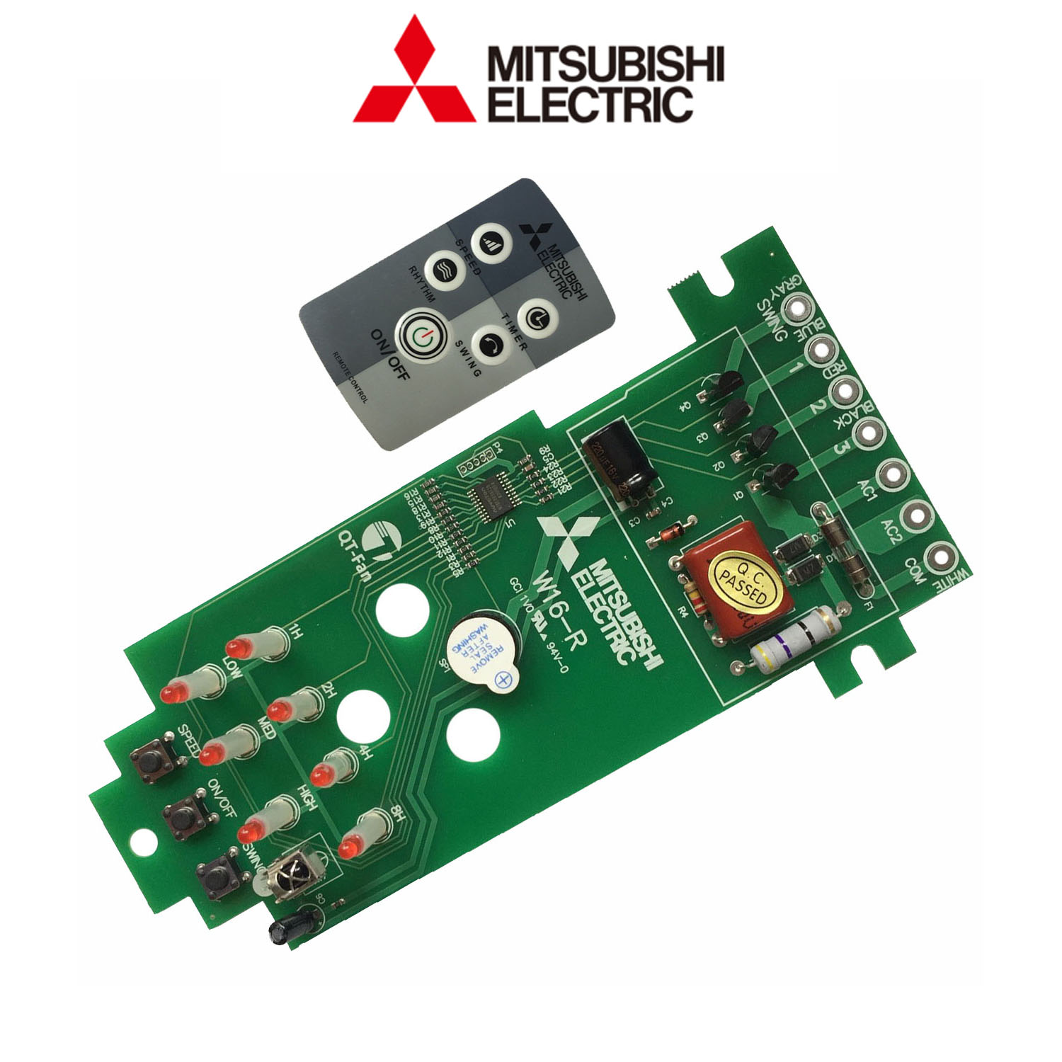 Bộ mạch điều khiển quạt treo tường Mitsubishi W16 và điều khiển Mitsubishi