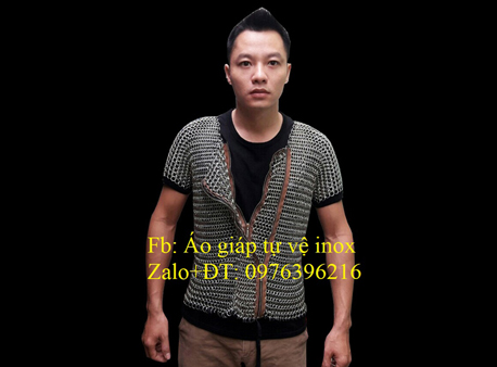 Áo giáp lưới sợi inox chống các vật sắc nhọn( mẫu ngắn tay khóa kéo)