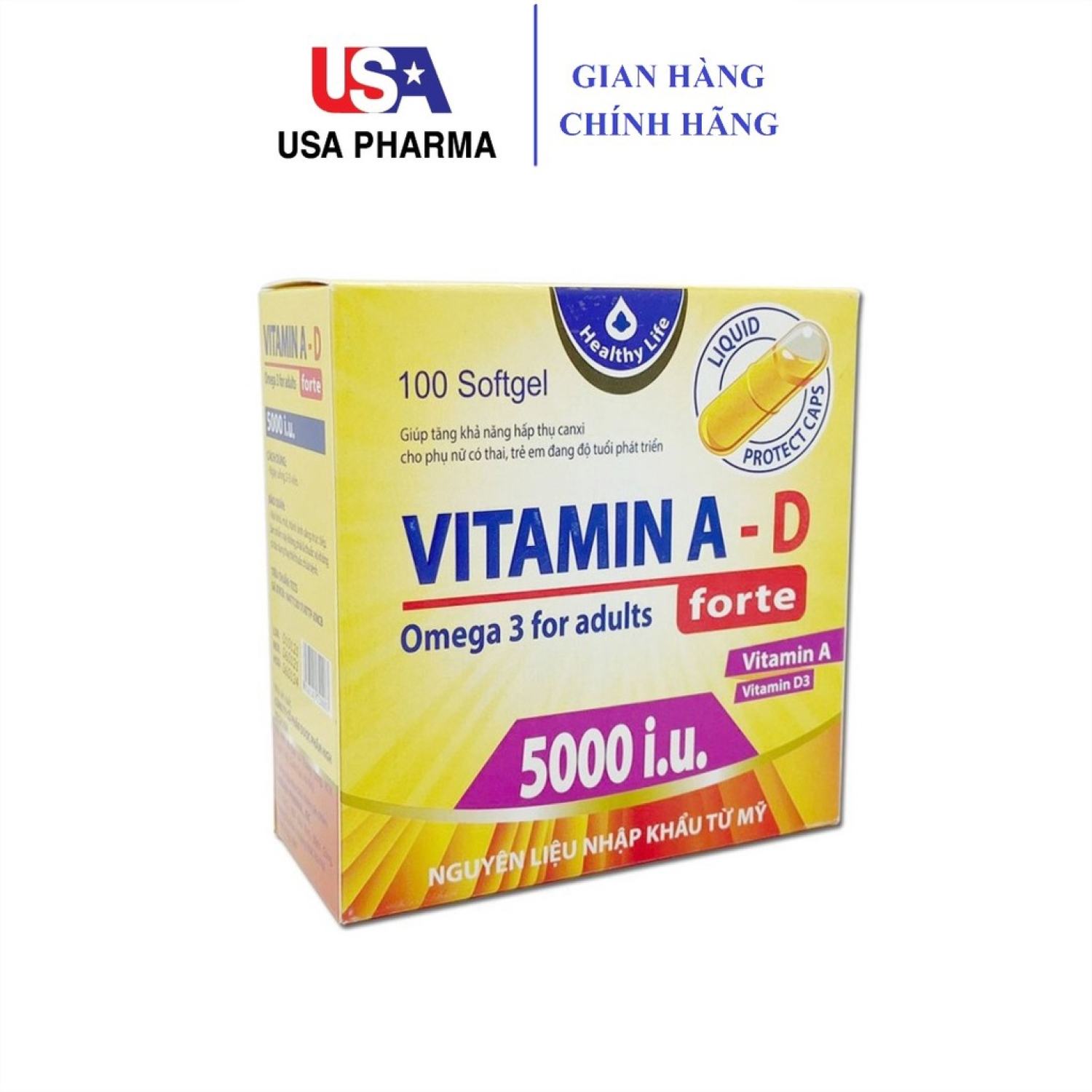 Viên Uống Vitamin A D Bổ Sung Vitamin Giảm Nguy Cơ Khô Mắt Mỏi Mắt Còi Xương Hỗ Trợ Đẹp Da- Hộp 100 Viên