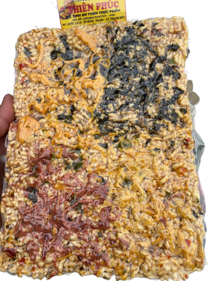 Cơm cháy mix 4 vị chà bông, rong biển, khô gà lá chanh, khô bò, size 20x15cm, 200gram bao ngon