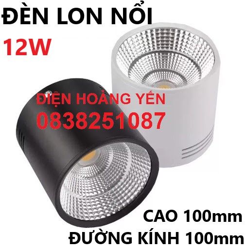 Đèn led tròn nổi - Đèn led ống bơ 12w 3 màu