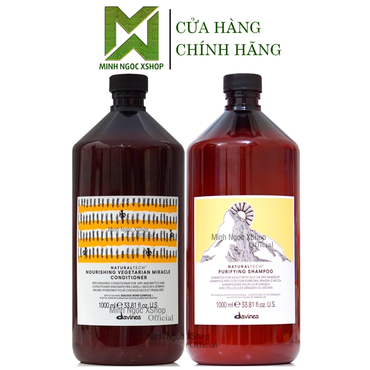 Combo dầu gội chống gàu Davines Purifying và dầu xả thực vật Nourishing 1000ML