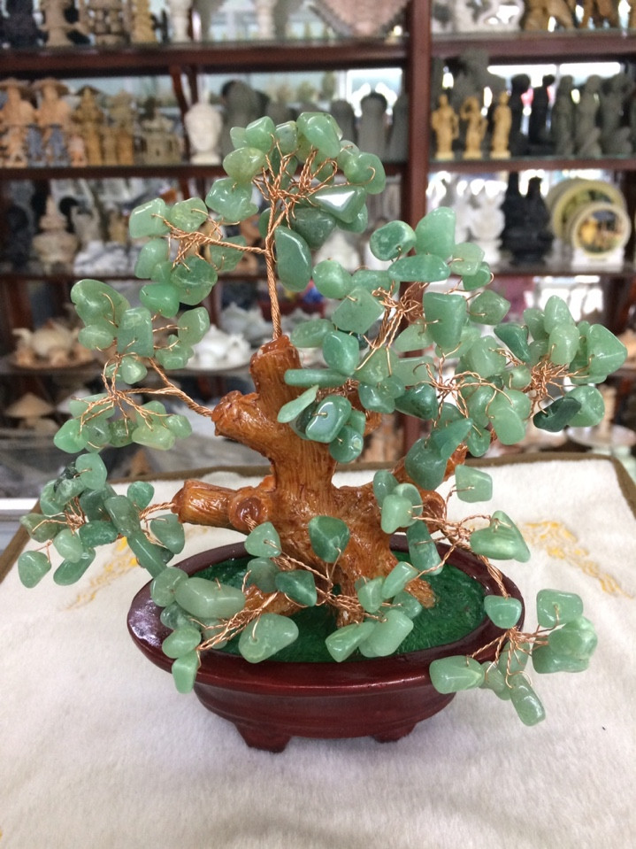 Cây Tài Lộc phong thủy đá thạch anh xanh - Cao 20 cm