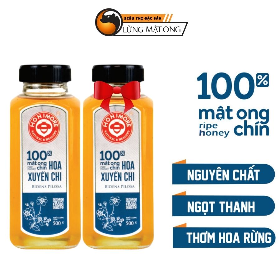 [MUA 1 TẶNG 1] Mật ong rừng, mật ong nguyên chất Mật ong chín Honimore Hoa Xuyến Chi chai 500g - Mật ong rừng nguyên chất 500g- Mật ong đơn hoa - Date mới nhất