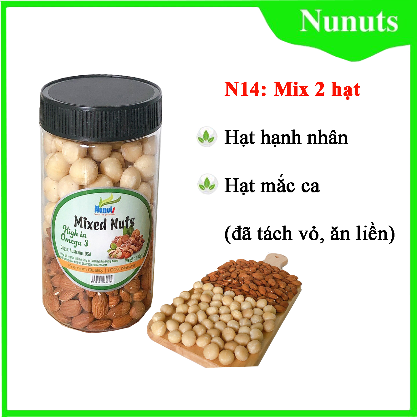 Mix nhân 2 nhân hạt dinh dưỡng ( macca úc, hạnh nhân mỹ) shop Thúy Anh