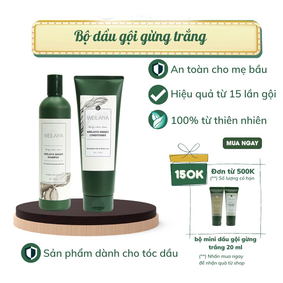 [Tặng Sizemini] Cặp Dầu Gội Xả Gừng Weilaiya Ginger