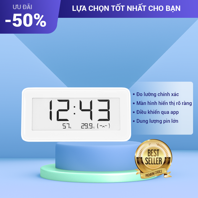 Đồng hồ tích hợp đo độ ẩm, nhiệt độ xiaomi mijia, đồng hồ để bàn, nhiệt kế ẩm trong phòng