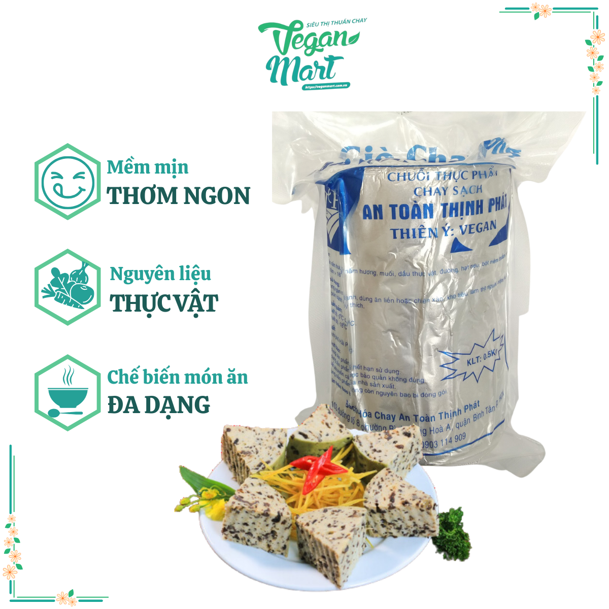 CHẢ NẤM CHAY THIÊN Ý THƠM NGON AN TOÀN ( 500G ) - VEGAN MART