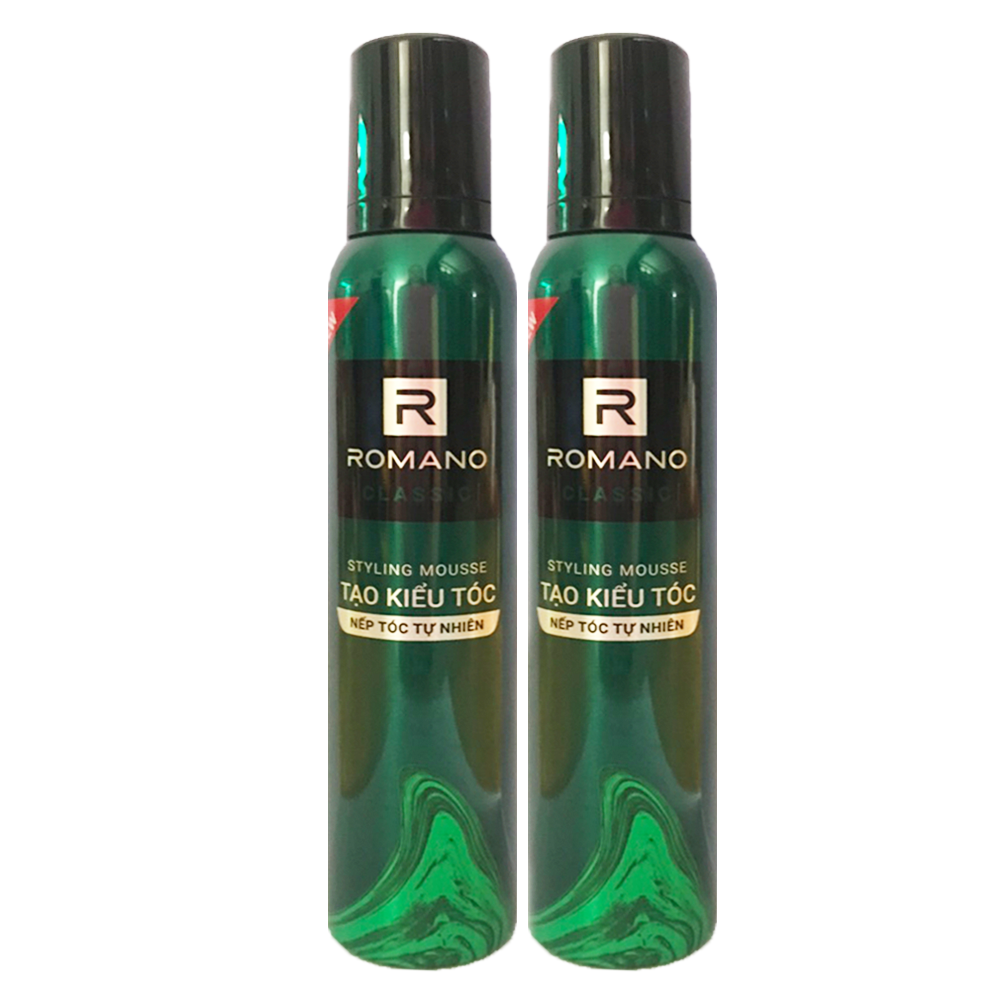 Bộ 2 Chai Mousse Bọt Tạo Kiểu Tóc Romano Classic 175g/Chai